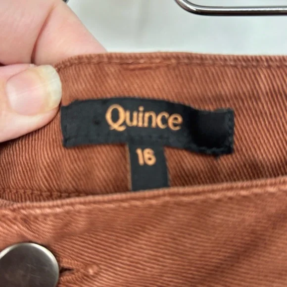 QUINCE organic stretch cotton twill barrel Rust Wide-Leg Pant Sz 16 office - Picture 8 of 11